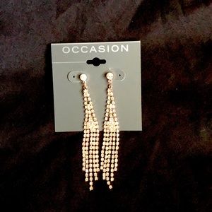 Rose Gold Rhinestone Dangle Earrings